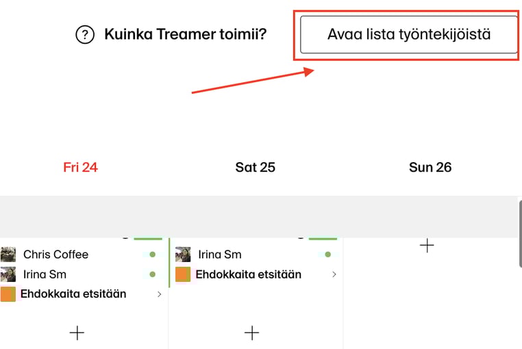 Avaa lista työntekijöistä