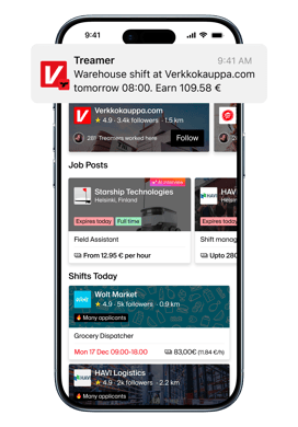 Jobs tab with notification