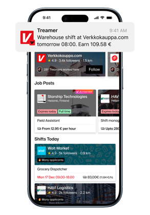 Jobs tab with notification